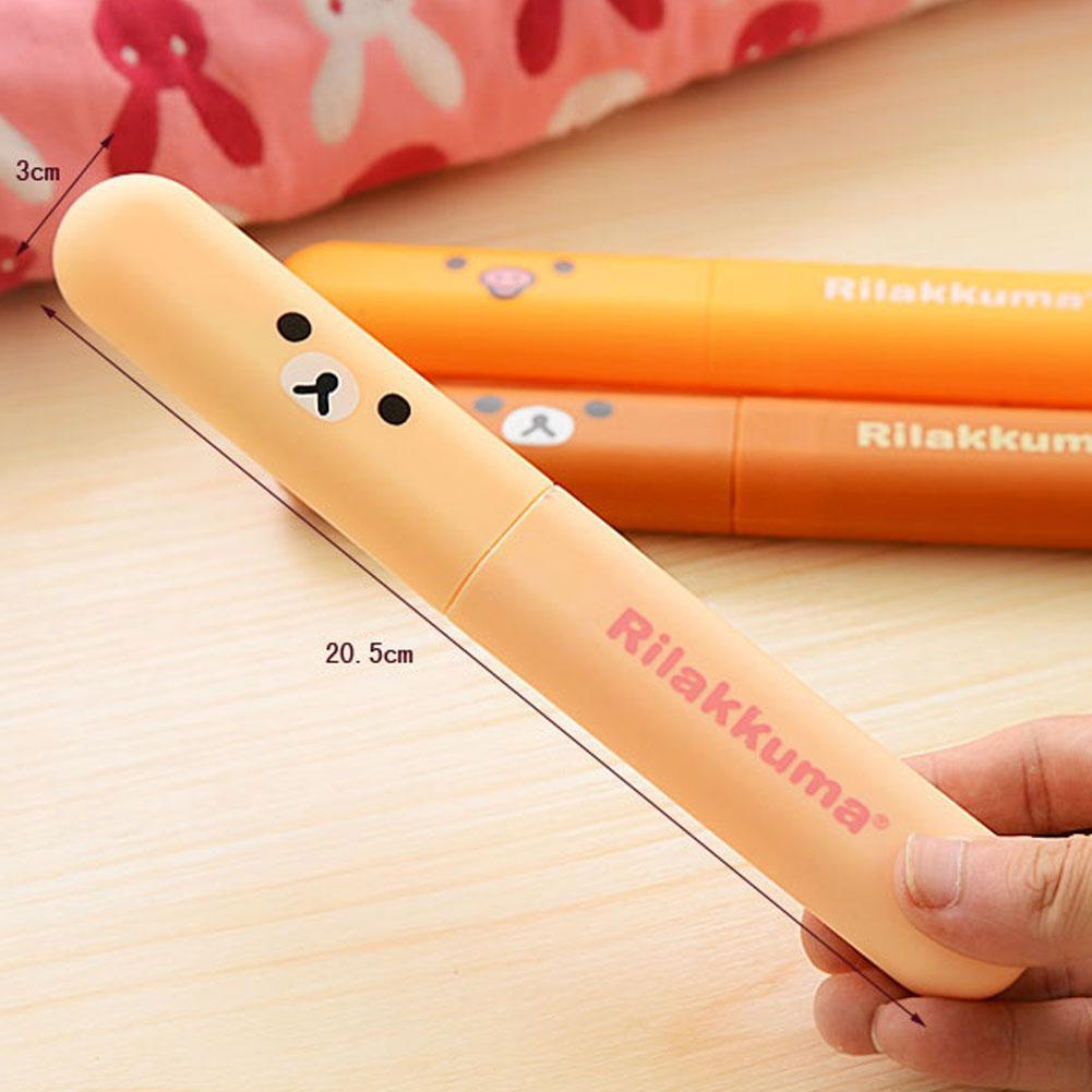 Hộp đựng bàn chải đánh răng hình trụ hoạt hình có nắp đậy tiện dụng