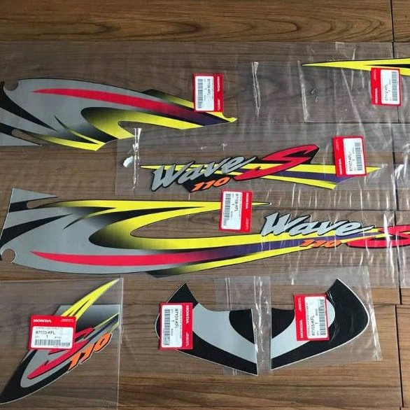 Bộ tem xe wave s110 màu vàng zin honda thái