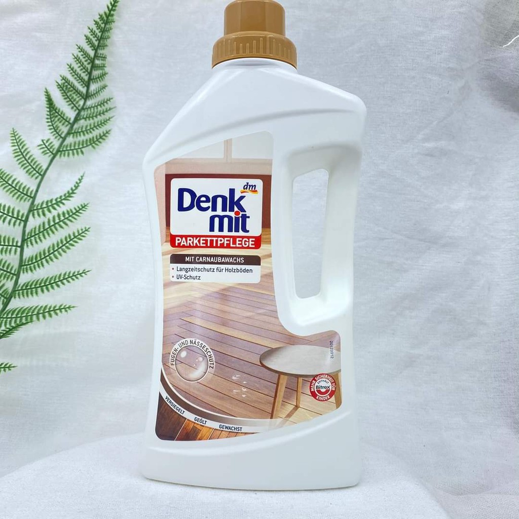 Nước lau sàn nhà gỗ Denkmit 1L chuyên dụng - chai dung dịch bảo vệ sàn nhà nhập Đức