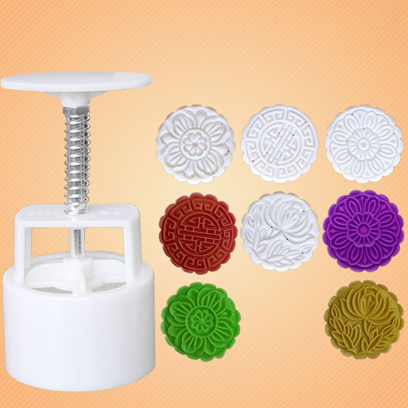 Set 4 Khuôn Dập Làm Bánh Trung Thu 100g Chất Lượng Cao
