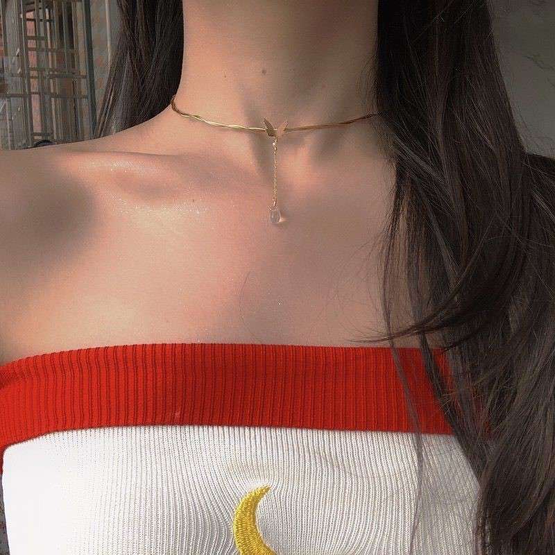 Dây Chuyền Hình Bướm Đính Ngọc Trai Phong Cách Hàn Quốc Sang Trọng