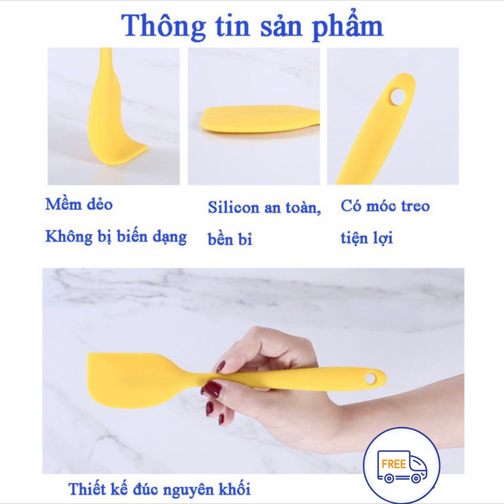 Dụng Cụ Làm Bánh, Phới Dẹp Trộn Bột , Đánh Trứng Silicon Chịu Nhiệt Tốt TIME HOME