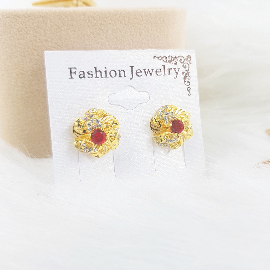 Dây Chuyền, Bông Tai Nữ Hoa Mai, Mặt Dây Hoa Mai Mạ Vàng Có Gắn Đá Nhiều Màu