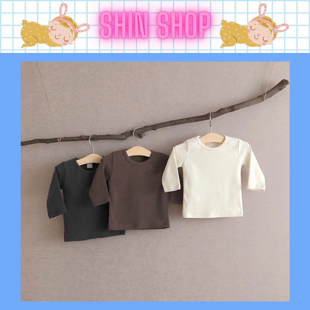 Áo cotton dài tay màu trơn phong cách hàn quốc BBAMMA cho bé A04- SHIN SHOP