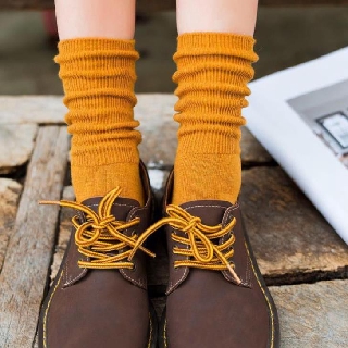 Tất Vớ Nhún Nữ Cổ Cao Retro Ulzzang Phong Cách Hàn Quốc Màu Trơn Tất Vớ Nhún Nữ Cotton Cao Cấp