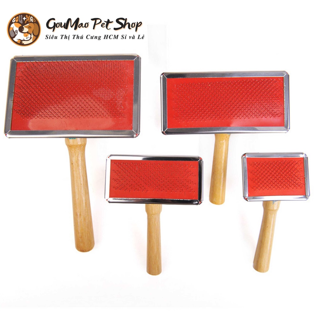 Lược Kim Chải Lông Chó Mèo Cán Gỗ - Goumao pet