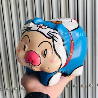Heo đất hoá trang doraemon 1 - heo đất handmade