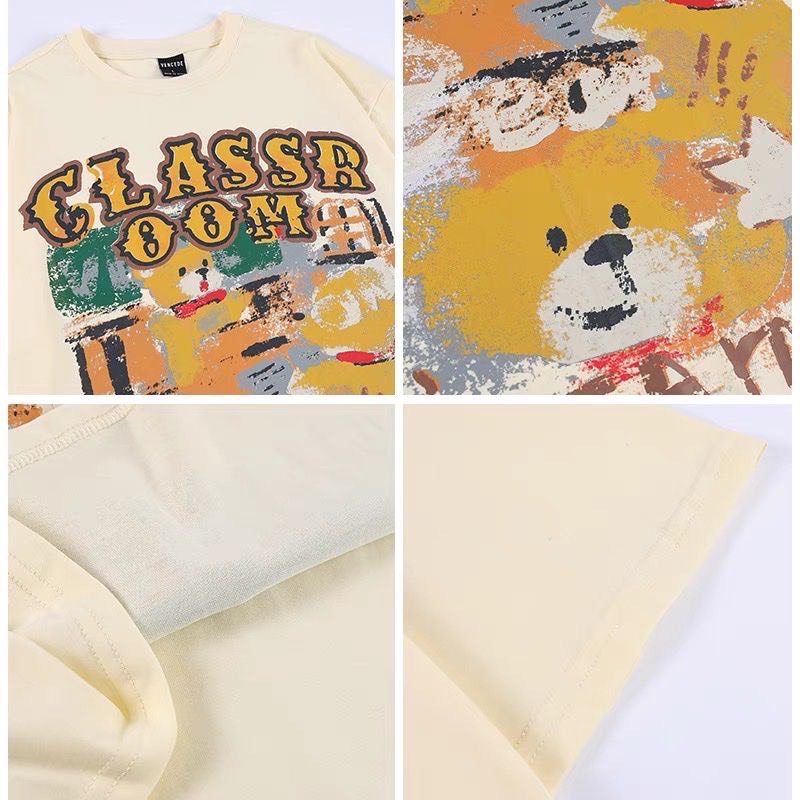 Áo thun đen nam nữ in hình Classroom Universe tay ngắn form rộng Unisex