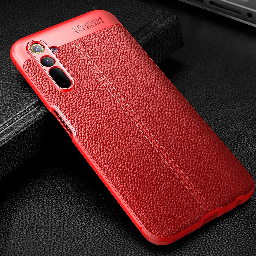 Ốp điện thoại silicon dẻo bề mặt giả da sang trọng Oppo Realme 6
