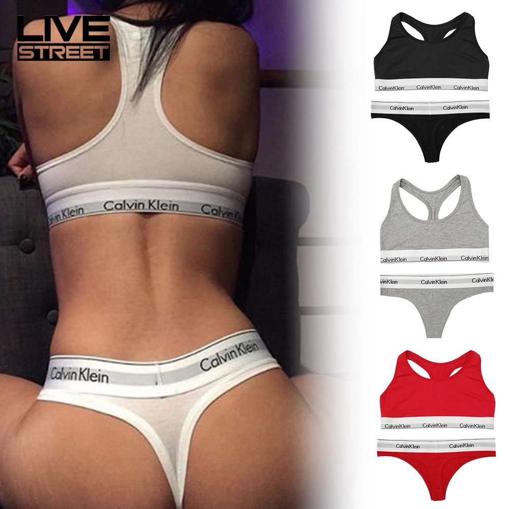 2Pcs/Set Sexy Women Vest Crop Top Bra Thong Sports Underwear | BigBuy360 - bigbuy360.vn