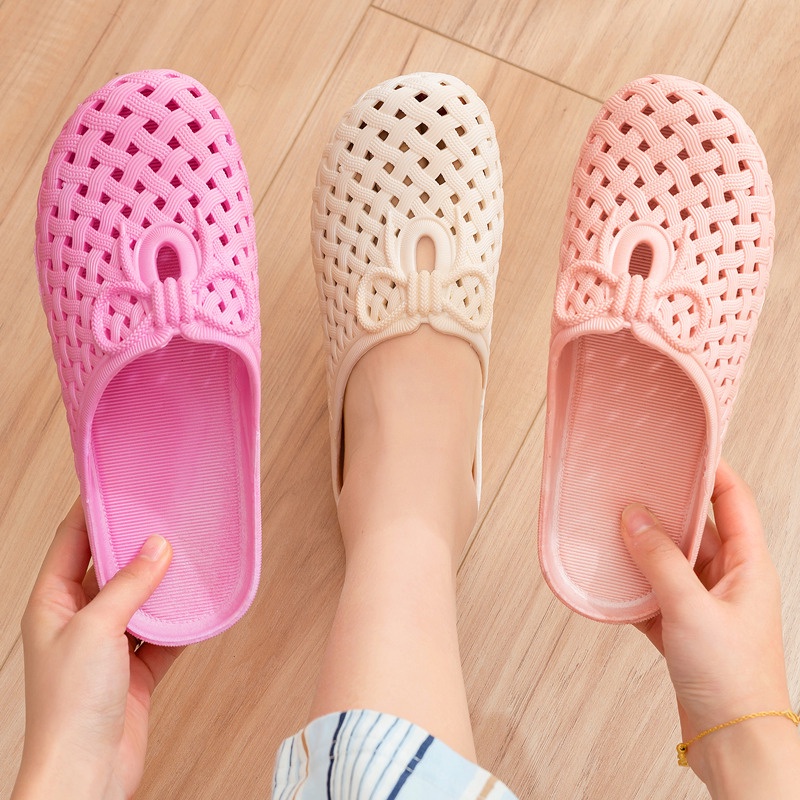 Home Slipper Indoor Slipper Non Slip Hole Shoes Female Summer Flat Heel Selipar Rumah