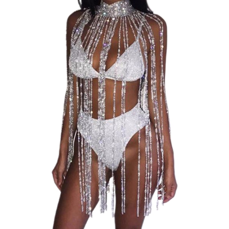 Bikini mắt xích kim loại đính đá lấp lánh thời trang quyến rũ cho nữ | BigBuy360 - bigbuy360.vn