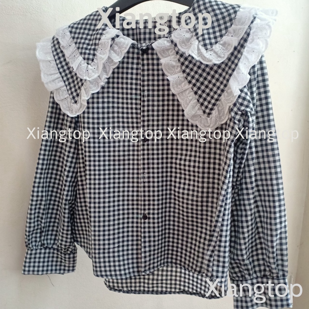 Áo babydoll kẻ 2 lá bèo hàng đẹp xiangtop