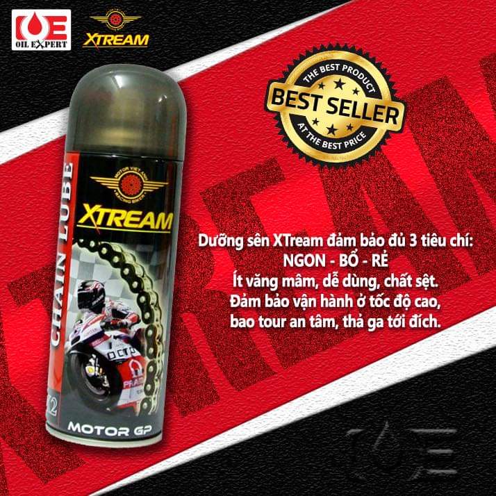 [Free Ship,Ko Văng]Chai Xịt Bôi Trơn, Bảo Dưỡng Sên/Xích Mô Tô, Xe Máy Xtream X2 450ml