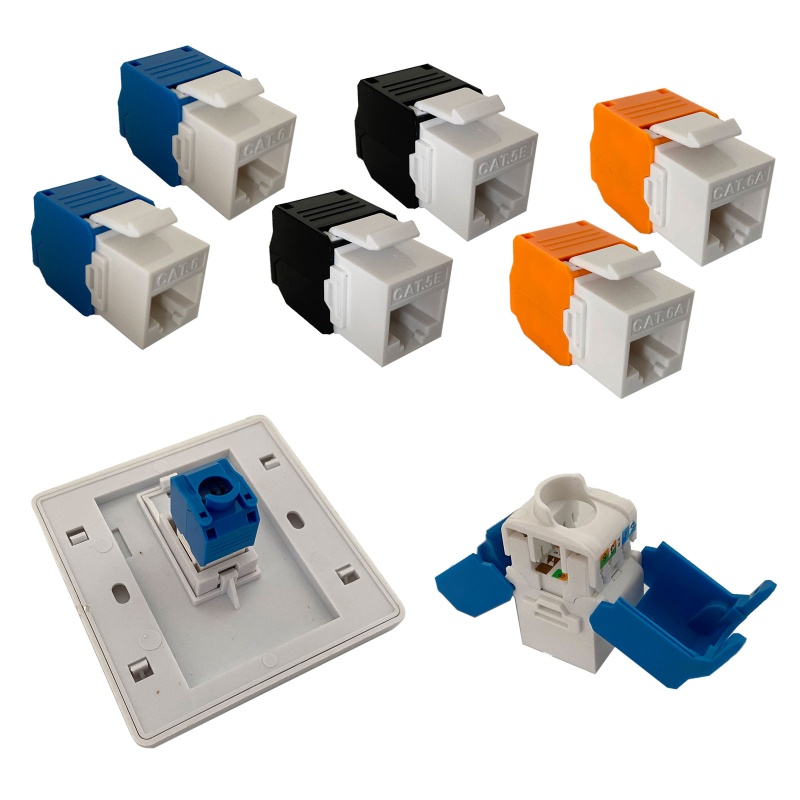 Set 2 Ổ Cắm Mô Đun CAT6A CAT5e CAT6 RJ45 8P8C Tiêu Chuẩn Chất Lượng Cao