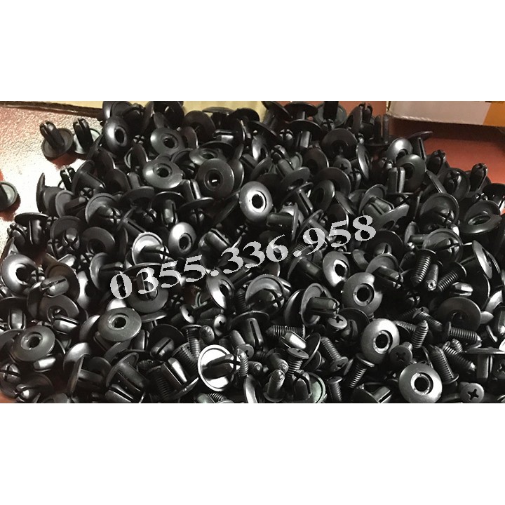 Vít chốt nở Nhựa 8mm Loại màu đen Túi 100 cái chuyên dùng có ren cho xe hơi ô tô đường kính 8mm