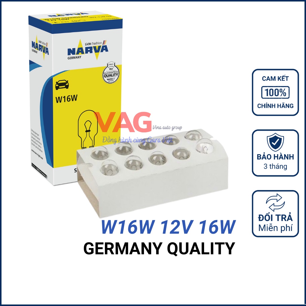 Bóng đèn xi nhan chân cắm W16W 12V 16W chính hãng NARVA công nghệ Đức