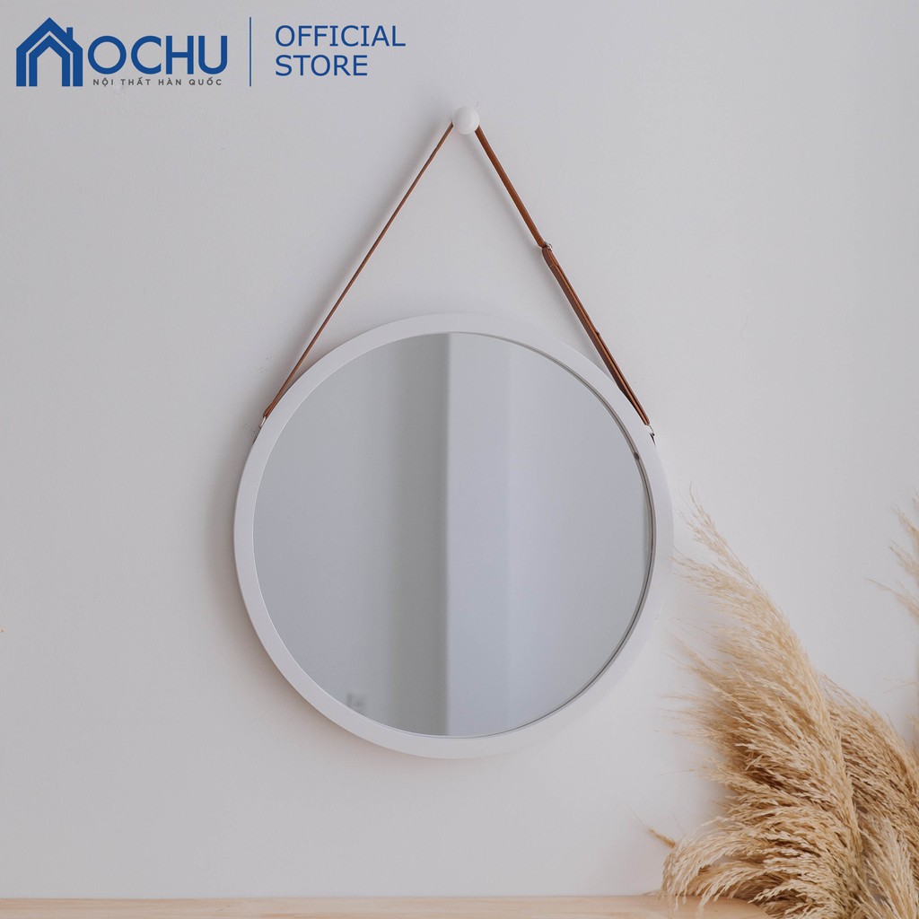 Gương Tròn Treo Tường Khung Gỗ OCHU - Mirror Circle 60 - White