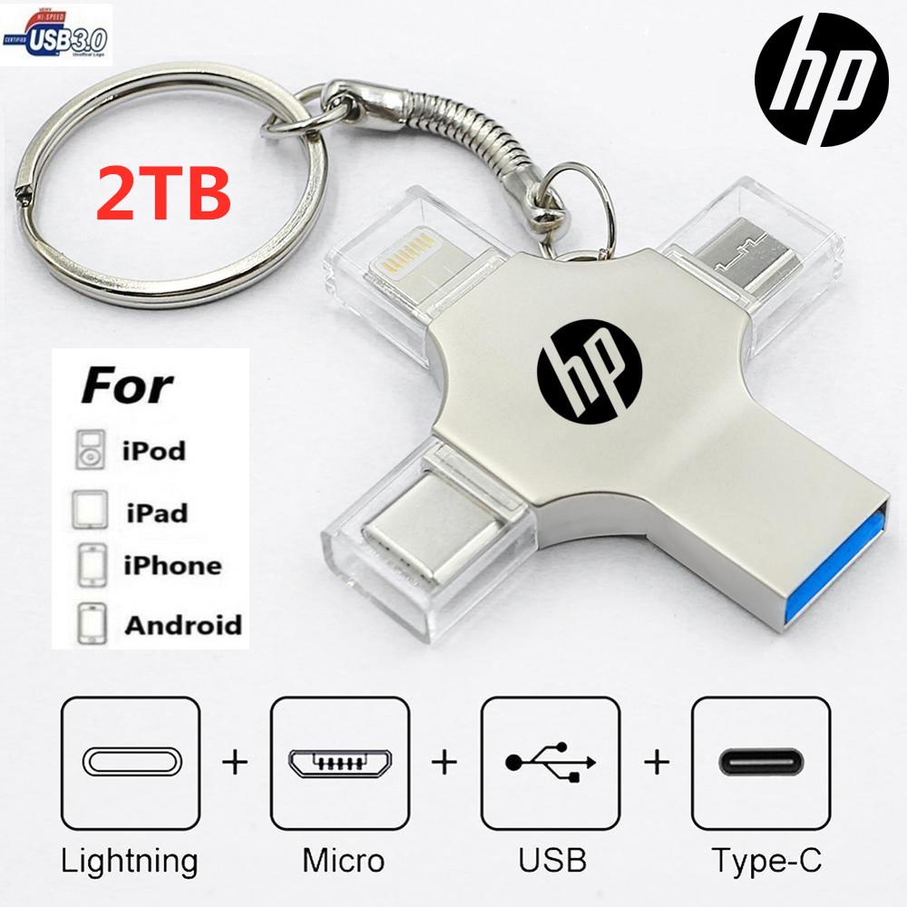 Ổ Đĩa USB 3.0 OTG 2TB 4 Trong 1 Tốc Độ Nhanh Type-C Cho i / O / S / Tablet / Android / Smartphone / PC