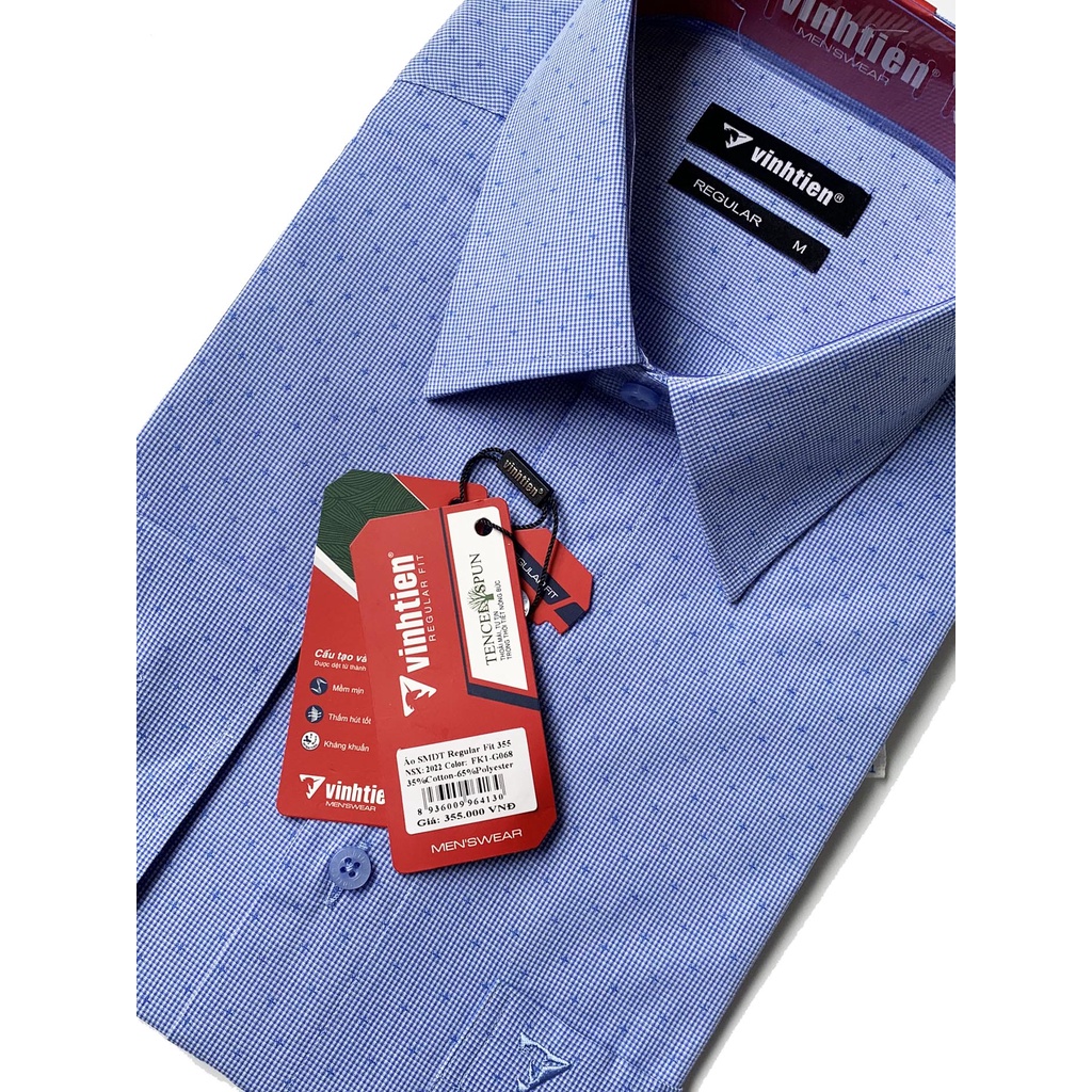 Áo Sơ Mi Dài Tay Dáng Regular- Vạt Ngang Vĩnh Tiến G068