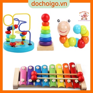 Đồ chơi gỗ phát triển trí tuệ cho bé,combo 4 món đồ chơi montessori dochoigo.vn