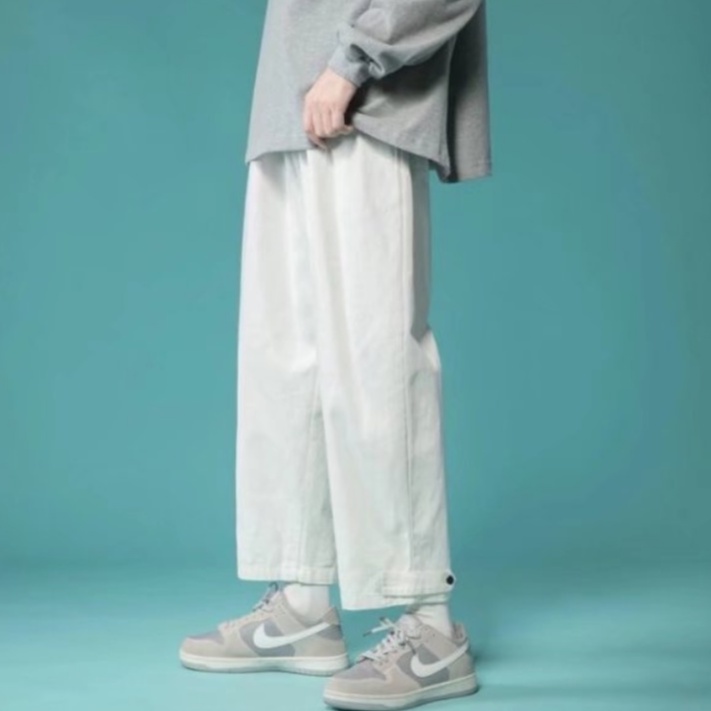 Quần Jeans Ống Rộng Màu Trơn Thời Trang Hàn Quốc Cho Nam Nữ
