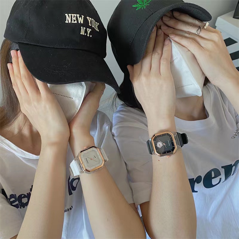 Đồng Hồ Dây Silicon Màu Trơn Phong Cách Hàn Quốc Cho Nữ