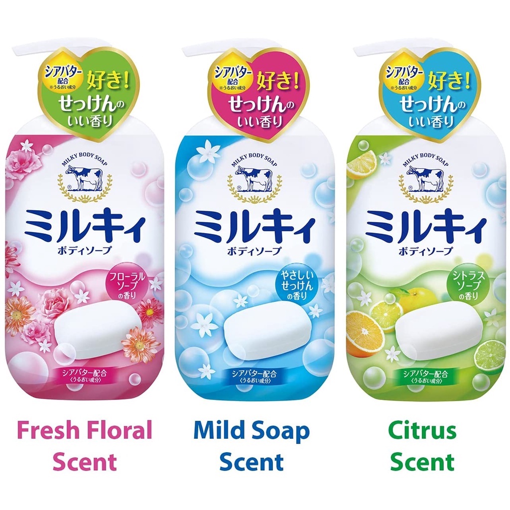 Sữa tắm hương hoa cỏ Cow Milky Body Soap 550ml Nhật Bản