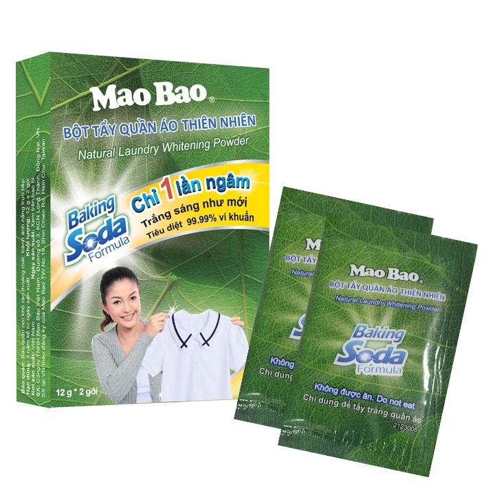 Combo 01 Nước Giặt Quần Áo Kháng Khuẩn Mao Bao 200g + 01 Bột Tẩy Quần Áo Thiên Nhiên Mao Bao 12g x 2 gói