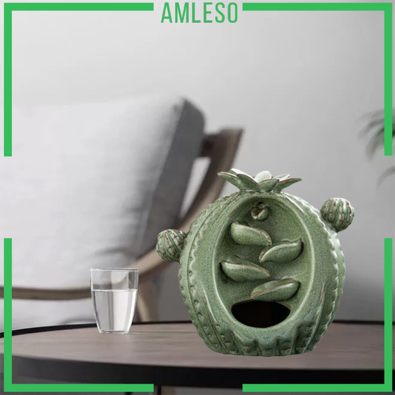 [AMLESO] Creative Cactus Incense Burner Ceramic Censer Incense Holder Home Decor