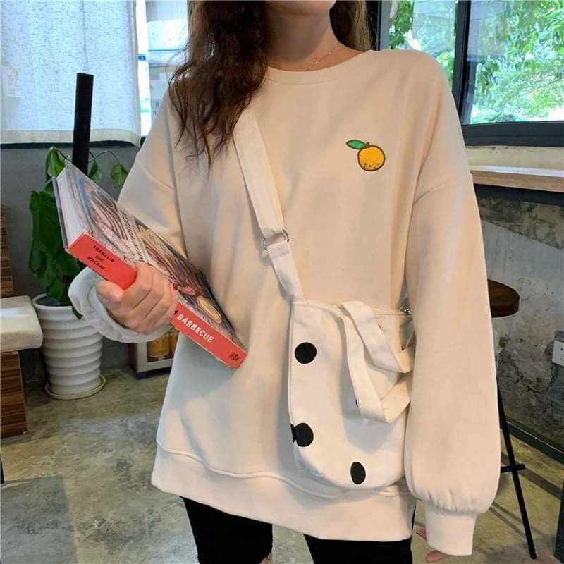 Áo Nỉ Sweater Dành cho nam và nữ kiểu dáng Basic Hình Trái Cây Thêu Đơn Giản Siêu Xinh- Nỉ Loại 1 Form 70kg