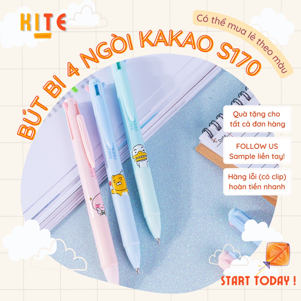 BÚT BI ĐẦU BẤM NHIỀU NGÒI KAKAO FRIENDS ĐỆM TAY CAO SU - NGÒI 0.7mm - S170