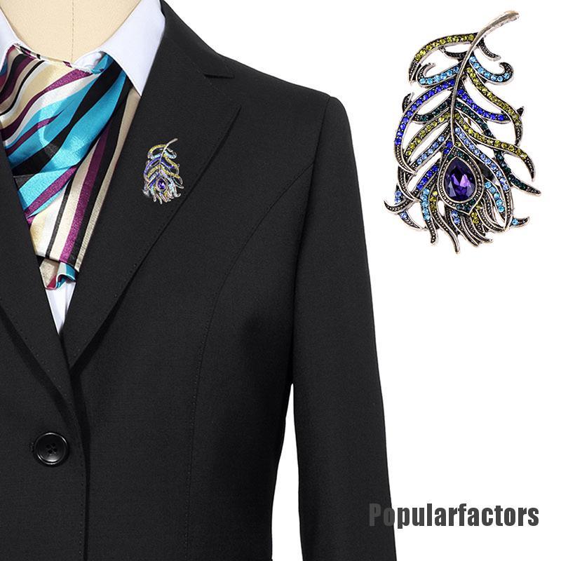 Ghim cài hình lông công đính đá thời trang