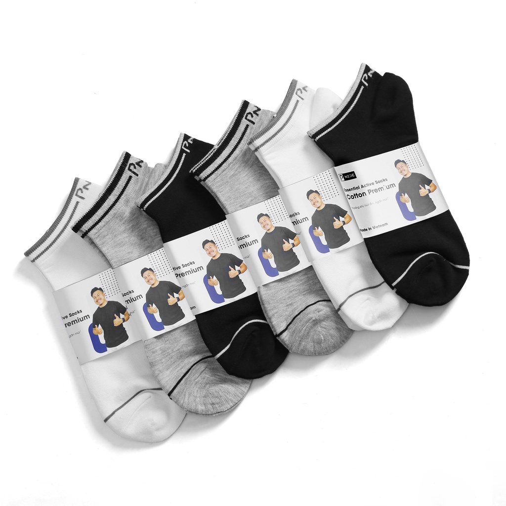 Tất vớ trơn nam nữ cổ ngắn Pnice cotton premium mềm mại, thoáng mát, kháng khuẩn, thấm hút mồ hôi chân