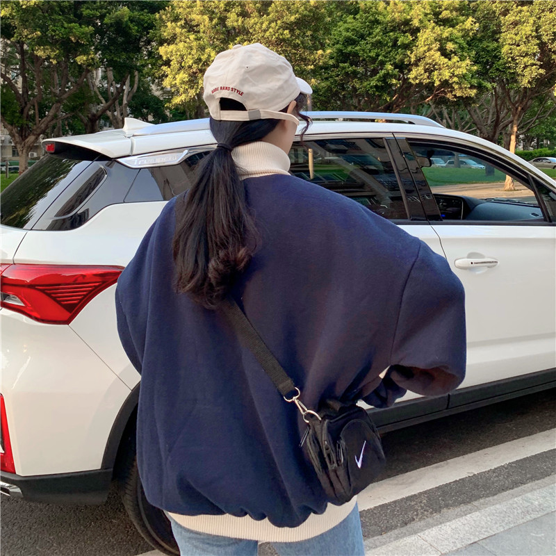 Áo Sweater Dáng Rộng Cổ Lọ Phối Màu Xinh Xắn Dành Cho Nữ