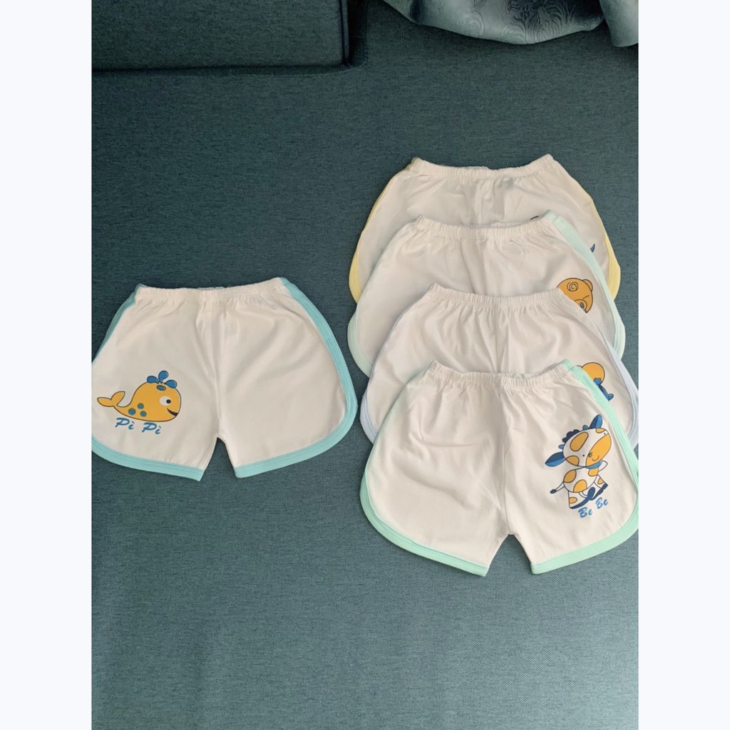 Quần đùi ngắn, viền màu nhạt cotton cho bé trai, bé gái, chất cotton, mặc mềm thoải mái - (size 2 - 27kg)