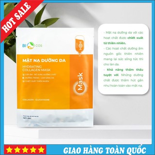 Mặt nạ dưỡng da collagen biocos dưỡng ẩm, sáng da, làm dịu da, da mịn màng - hộp 5 gói