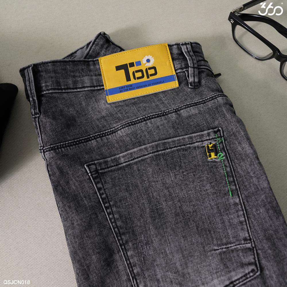 Quần short jeans nam 360 BOUTIQUE mài ngang màu xám - QSJCN018