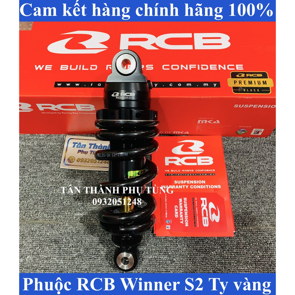 Phuộc RCB Winner S2 Ty Vàng màu đen chính hãng