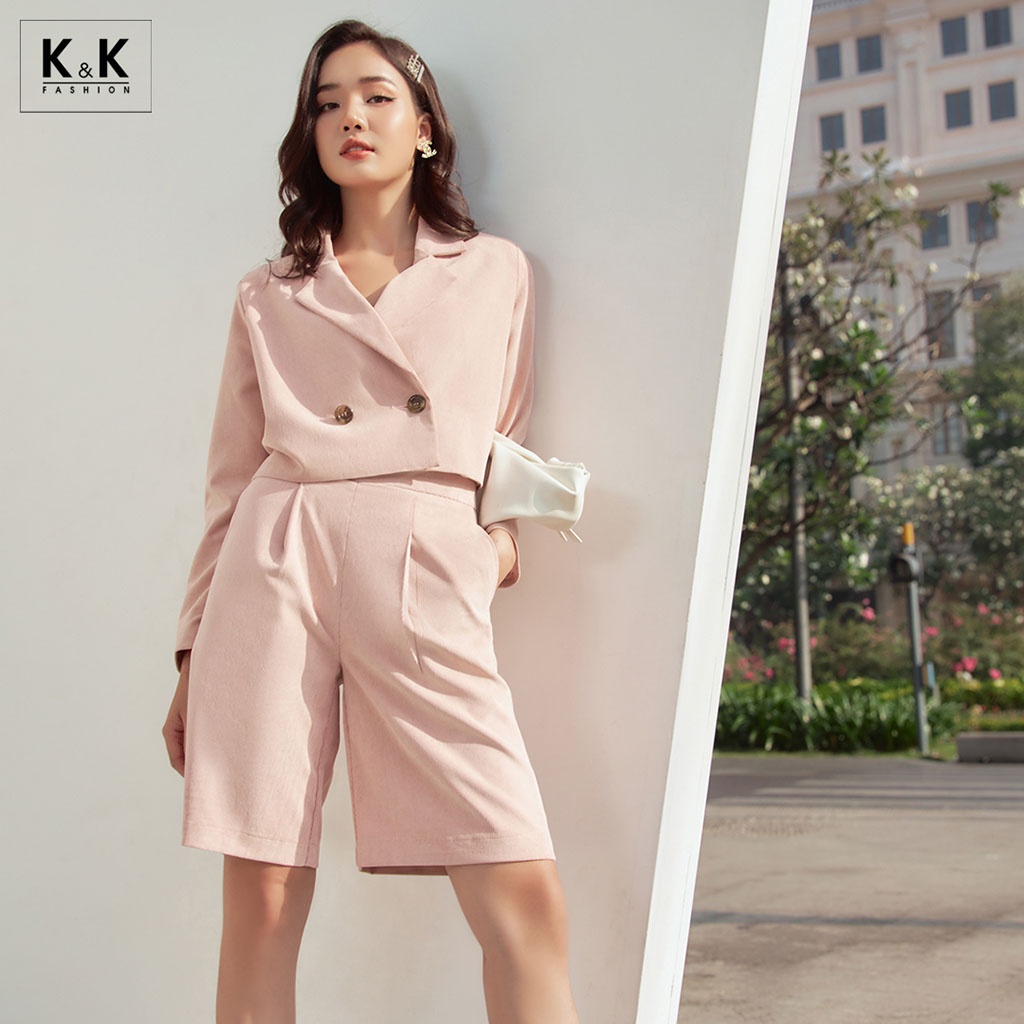 Quần Ngố Nữ Ống Suông Rộng K&amp;K Fashion QCS02-30 Chất Liệu Nhung Tăm
