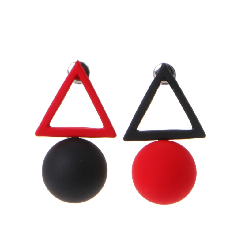 Bông Tai Hình Tròn / Tam Giác Kiểu Bất Đối Xứng Thời Trang Đơn Giản Dễ Phối Đồ