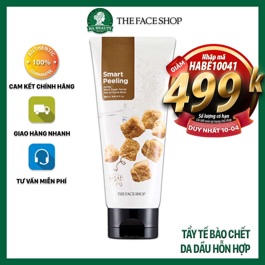 Tẩy tế bào chết da chết cho da dầu hỗn hợp The Face Shop Smart Peeling Honey Black Sugar Scrub 120ml Hà Beauty