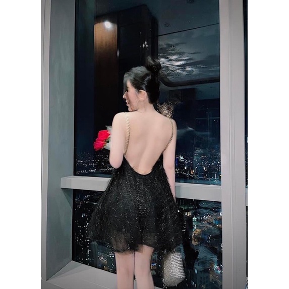 Đầm suông tua rua 2 dây xích restock