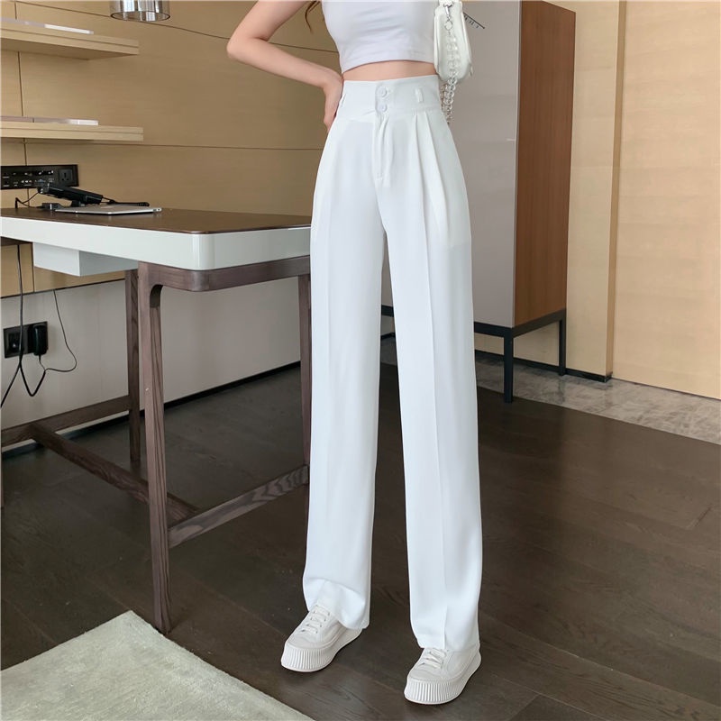 Quần dài lưng cao dáng rộng màu đen thời trang trẻ trung | BigBuy360 - bigbuy360.vn