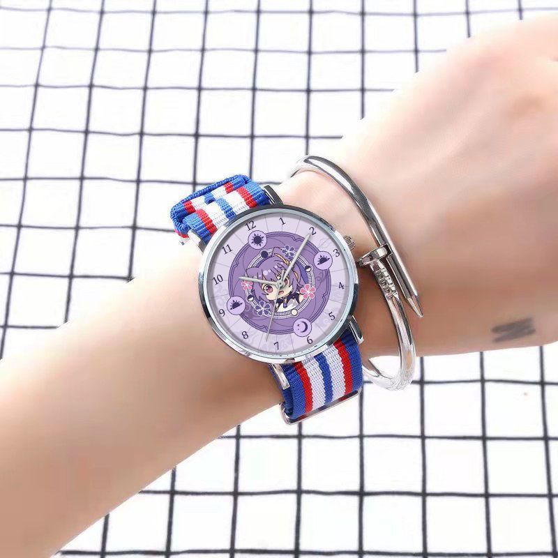 Genshin impact xem anime hoạt hình Klee Keqing ZhongLi Hutao xung quanh nam và nữ sinh viên đồng hồ thạch anh không thấm nước D04F