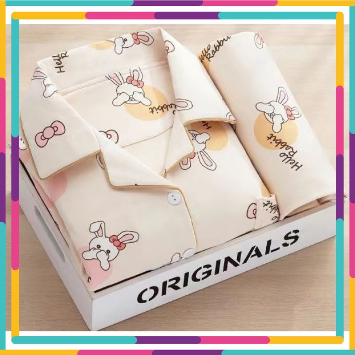 Đồ Bộ Nữ Pijama Tay Dài Quần Dài Cao Cấp Chất Dày Ấm in hình ngộ nghĩnh