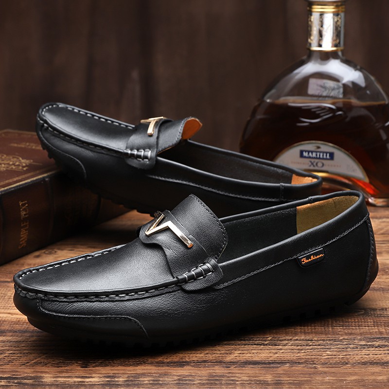 free Good Leather Casual Soft Men Driving Shoes Giày đế bằng Thiết kế kim loại thoáng khí uy tín Uy Tín 2020 .