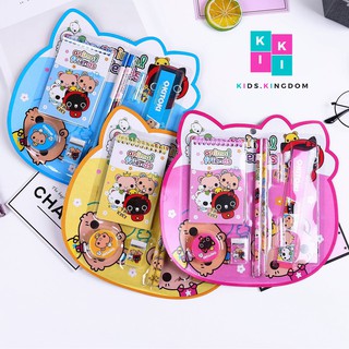 Bộ Dụng Cụ Học Tập 8 Món Bút Chì,Thước Kẻ,Gôm Tẩy,Gọt bút chì,Sổ Lò Xo - Văn Phòng Phẩm Cute Cho Bé 8.0