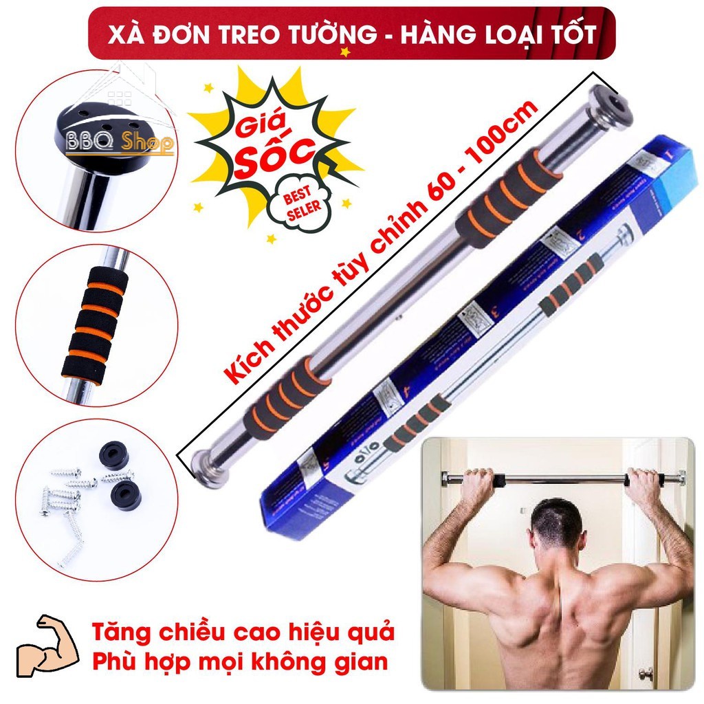 [RẺ VÔ ĐỊCH] Xà Đơn Treo Tường 60 -100 cm , Dụng Cụ Tập Gym tại Nhà