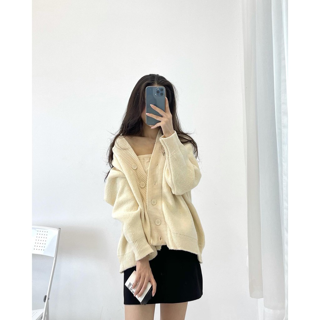 (FREESHIP) Set len cardigan hàng quảng châu miho house